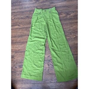 HAVER & BLAIR London Green Womens XS Wide Leg Flare Trouser Pants Linen Rayon